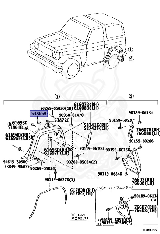 53865-90K00 - Toyota - BRACKET, FRONT WHEEL OPENING, NO.3