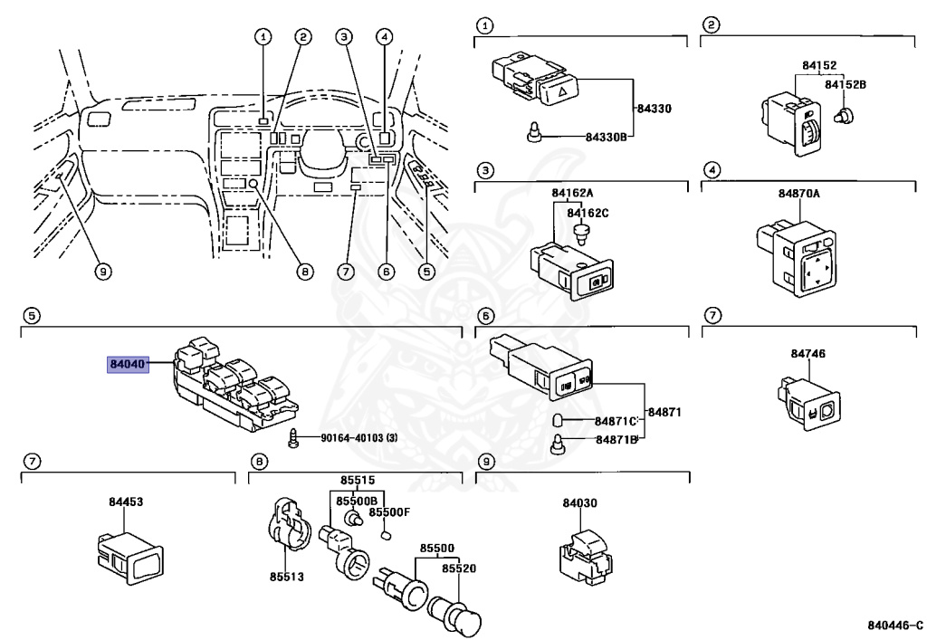 84040-22040 - Toyota - MASTER SWITCH ASSY,MULTIPLEX NETWORK