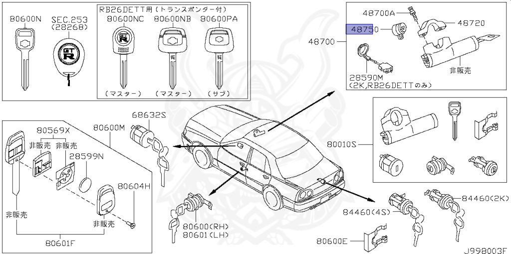 Nissan - Skyline - R34 GT - HR34 - 2001 - 20GT - 4 DOOR SEDAN(4S) - AUTOMATIC-FLOOR SHIFT(AT.F4) - High cast, 2-link (IRS.2WD) - RB20DE