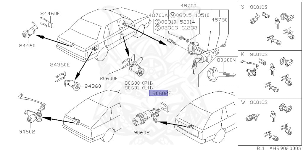 Nissan - Sunny - B11 - 1986 - GLL TYPE - WAGON(W) - 4 SPEED A/T(F4) - E13S