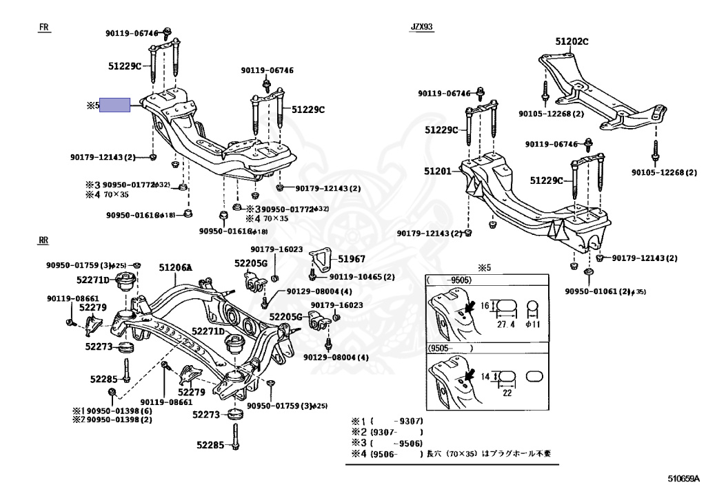 51201-22400 - Toyota - FRONT SUSPENSION CROSSMEMBER SUB-ASSY