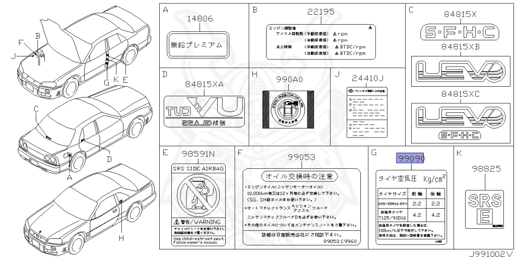 Nissan - Skyline - R34 25GTT - ER34 - 1999 - 25GT TURBO - 2-door hardtop (2K) - MANUAL TRANS 5-SPEED(MT.F5) - Hi-Cas 2-Link (HI.2WD) - RB25DET