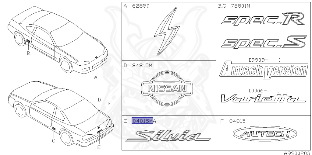 Nissan - Silvia - S15 - 1999 - SPEC R - HARDTOP(K) - MANUAL MISSION 6-SPEED(MT.F6) - TWO WHEELS STEERING(2WS) - SR20DET