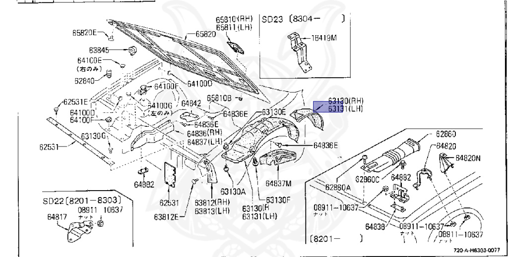 Nissan - Datsun - 720 - 1982 - DELUXE TYPE - Temporary Track (TL) - 2 WHEEL DRIVE(2WD) - 5 SPEED MANUAL TRANS(F5) - SD22