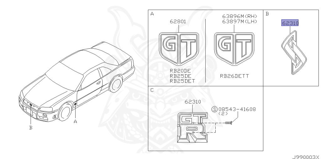 Nissan - Skyline GT-R - BNR34 - 2000 - GT-R V-Spec - 2-door hardtop (2K) - MANUAL MISSION 6-SPEED(MT.F6) - HI-4WD (High-Casting System) - RB26DETT