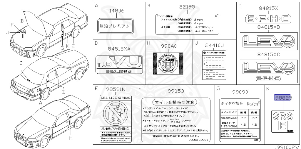 Nissan - Skyline - R34 25GTT - ER34 - 2000 - 25GT TURBO - 4 DOOR SEDAN(4S) - AUTOMATIC-FLOOR SHIFT(AT.F4) - Hi-Cas 2-Link (HI.2WD) - RB25DET