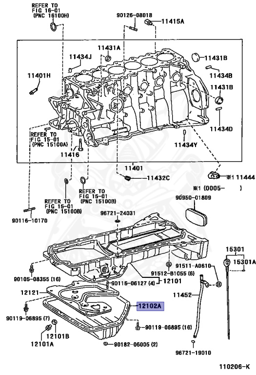 12102-46011 - Toyota - OIL PAN SUB-ASSY, NO.2 - Nengun Performance