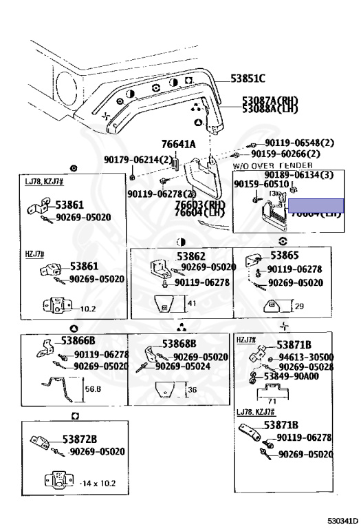 Toyota - Land Cruiser - LJ71G - 1992 - PRADO LX5 TYPE - WAGON - Manual - 2LTE