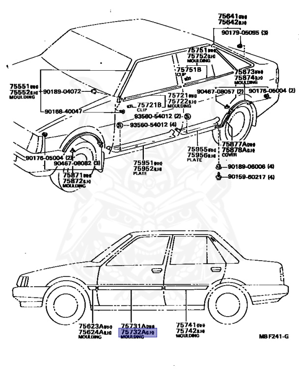 75732-12210-01 - Toyota - Moulding, Front Door, Outside Lh