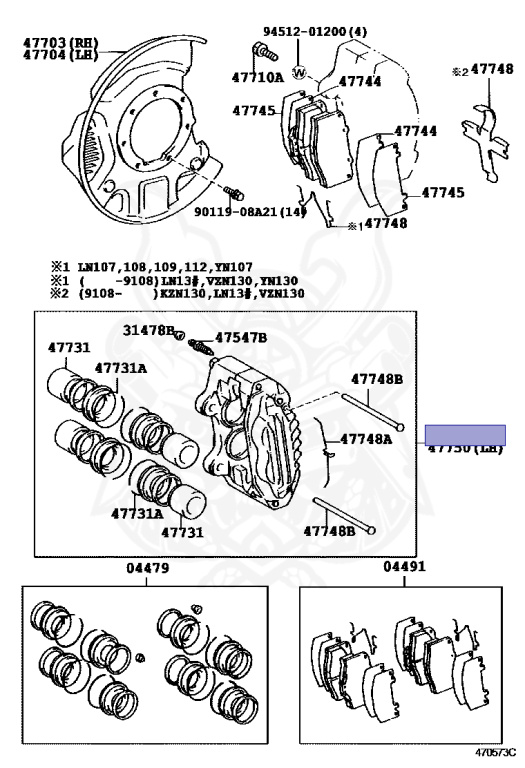 47730-35080 - Toyota - FRONT DISC BRAKE CALIPER ASSY, RH - Nengun