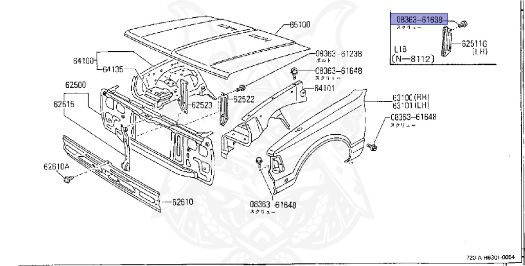 Nissan - Datsun - 720 - 1979 - DELUXE TYPE - CONVERTIBLE(CV) - 2 WHEEL DRIVE(2WD) - 4 SPEED T/M COLUMN SHIFT(R4) - J16S