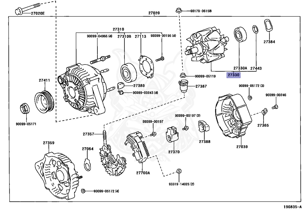 【s.】 27330-76030 - Toyota - Rotor Assy, Alternator - Nengun