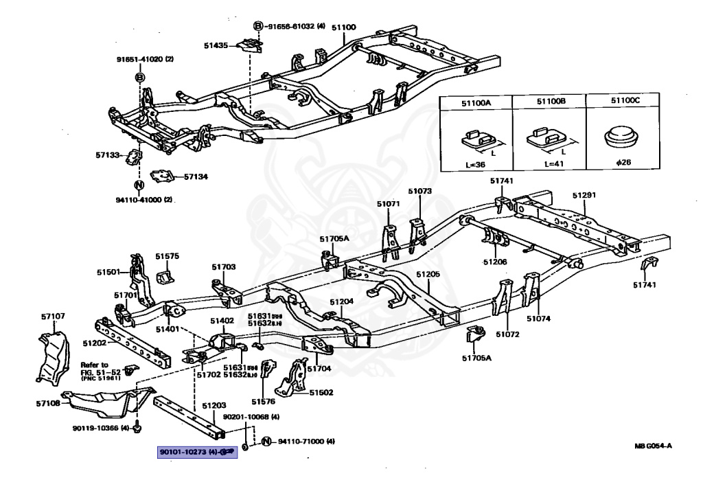 モノクローム 90101-10273 - Toyota - Bolt, Hexagon (for Lower Arm) - Nengun