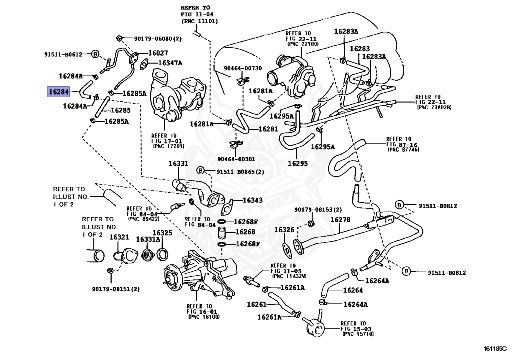 16284-88410 - Toyota - TURBO WATER HOSE, NO.1 - Nengun Performance