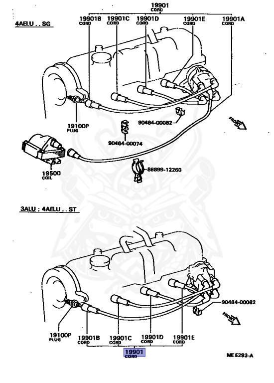 90919-22105 - Toyota - COIL & SPARK CORD SET w/ RESISTIVE - Nengun