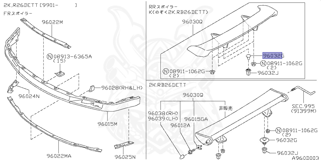 Nissan - Skyline - R34 GT - HR34 - 2000 - 20GT - 2-door hardtop (2K) - AUTOMATIC-FLOOR SHIFT(AT.F4) - High-speed 2-link (IRS.2WD) - RB20DE