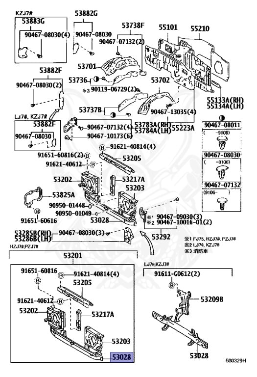 K 53028-60040 - Toyota - LOWER RADIATOR SUPPORT SUB-ASSY - Nengun