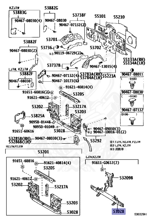 53028-60040 - Toyota - LOWER RADIATOR SUPPORT SUB-ASSY - Nengun