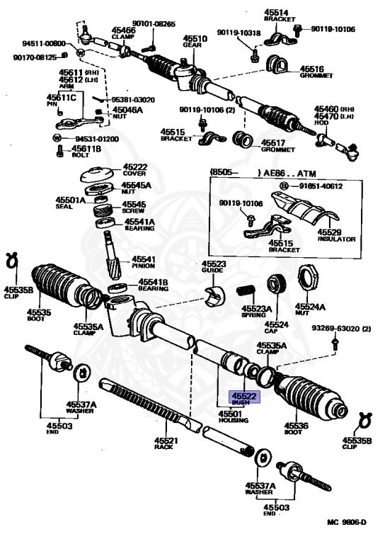 ででで 45522-10021 - Toyota - STEERING RACK BUSH - Nengun Performance