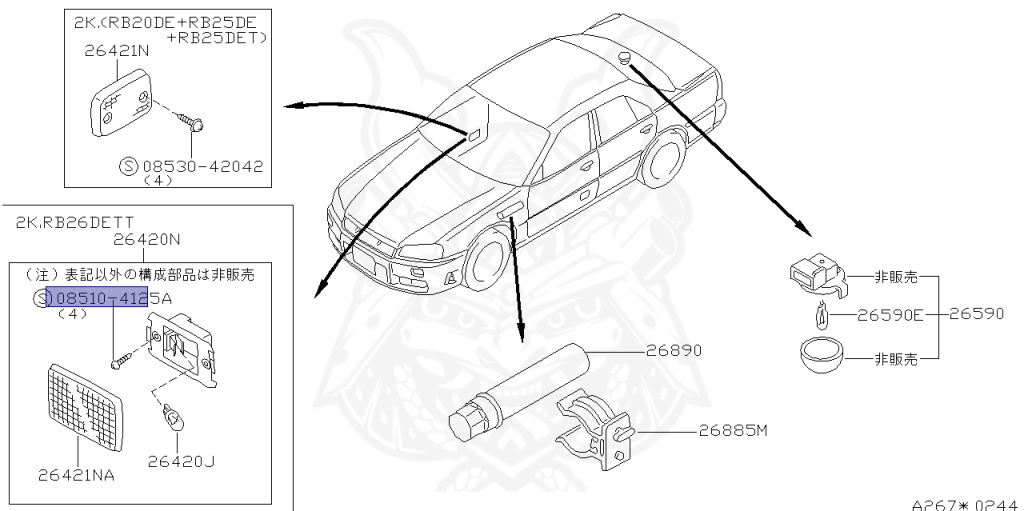 Nissan - Skyline - R34 25GT - ENR34 - 1998 - 25GT FOUR - 4 DOOR SEDAN(4S) - AUTOMATIC-FLOOR SHIFT(AT.F4) - Hi-cast 4-link (IRS.4WD) - RB25DE