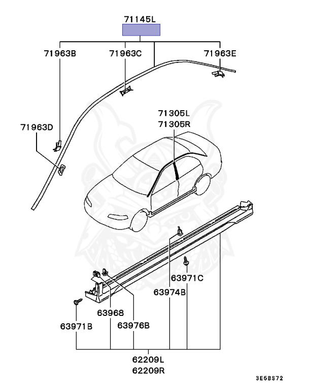 MR191506 - Mitsubishi - Moulding, Drip, Rh - Nengun Performance