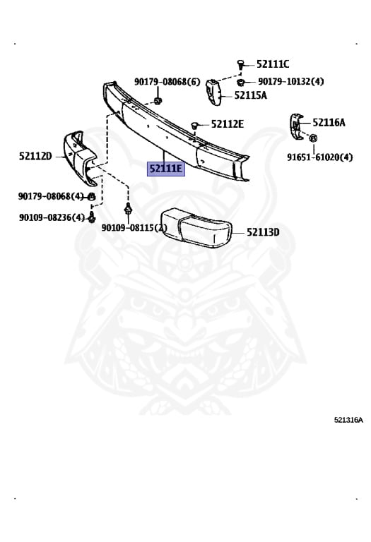 52111-60460 - Toyota - CHROME no Winch, Front Bumper Bar - Nengun