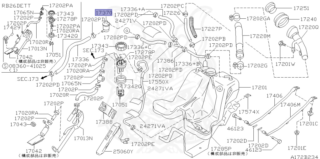 Nissan - Skyline - R34 25GTT - ER34 - 2000 - 25GT TURBO - 4 DOOR SEDAN(4S) - AUTOMATIC-FLOOR SHIFT(AT.F4) - Hi-Cas 2-Link (HI.2WD) - RB25DET
