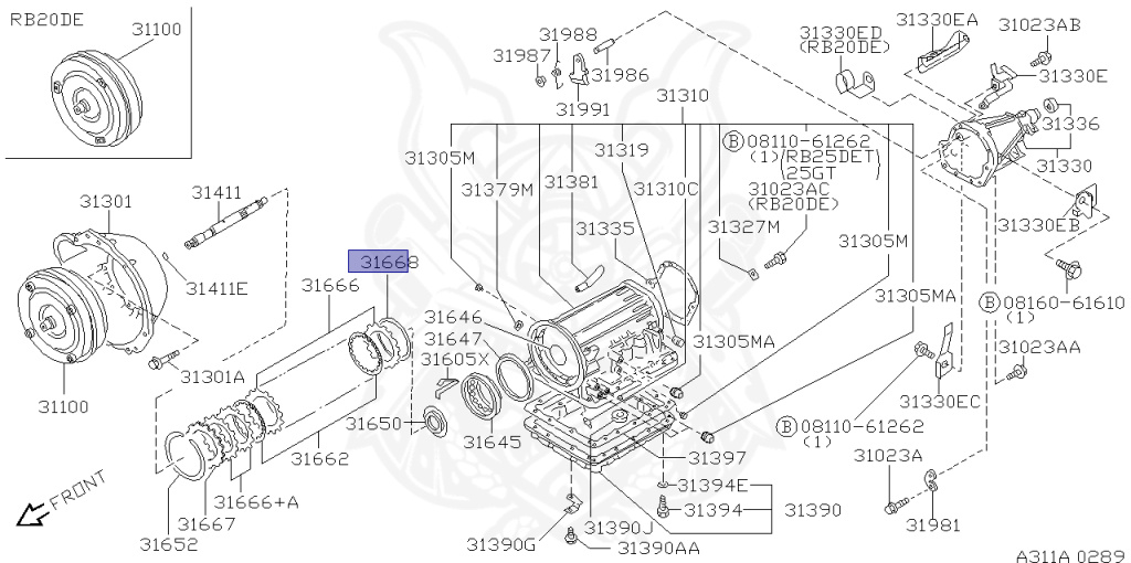 Nissan - Skyline - R34 25GTT - ER34 - 1998 - 25GT TURBO - 4 DOOR SEDAN(4S) - AUTOMATIC-FLOOR SHIFT(AT.F4) - Hi-Cas 2-Link (HI.2WD) - RB25DET