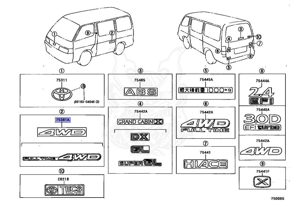 Toyota - Hiace - KZH106W - 1994 - SUPER CUSTOM MOON  ROOF TYPE - 4-DOOR - Automatic - 1KZTE