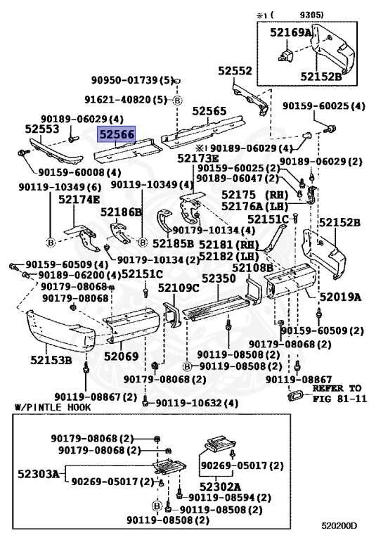 52566-60010 - Toyota - Rear Bumper Extension Filler LH - Nengun