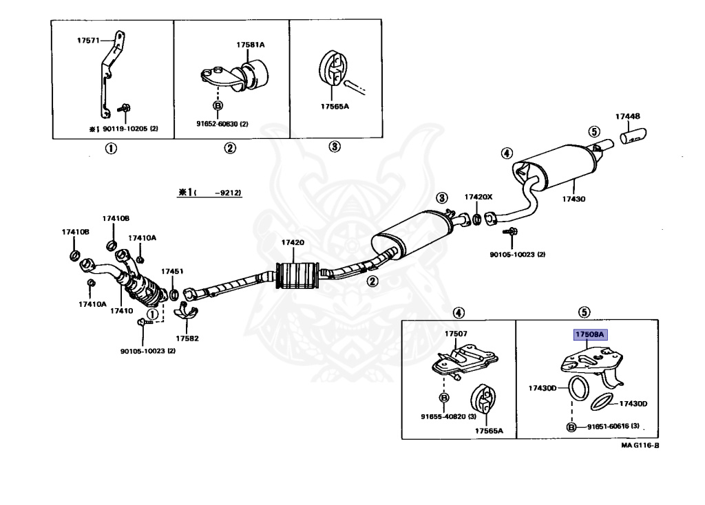 17508-46020 - Toyota - Bracket Sub-assy, Exhaust Pipe No.3