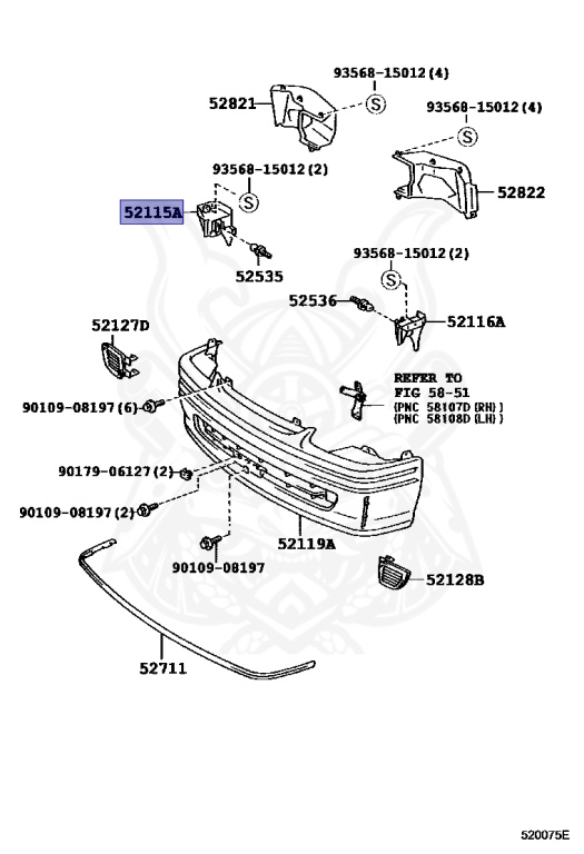 52115-26010 - Toyota - Front Bumper Side Support, Rh - Nengun