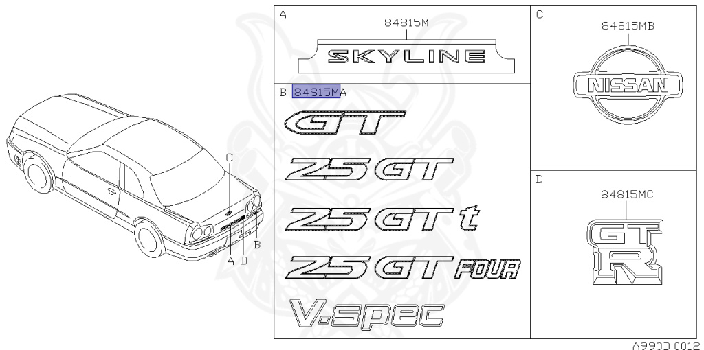 Nissan - Skyline - R34 25GTT - ER34 - 1999 - 25GT TURBO - 4 DOOR SEDAN(4S) - MANUAL TRANS 5-SPEED(MT.F5) - HI-CAS 2-Link Drive (HI.2WD) - RB25DET