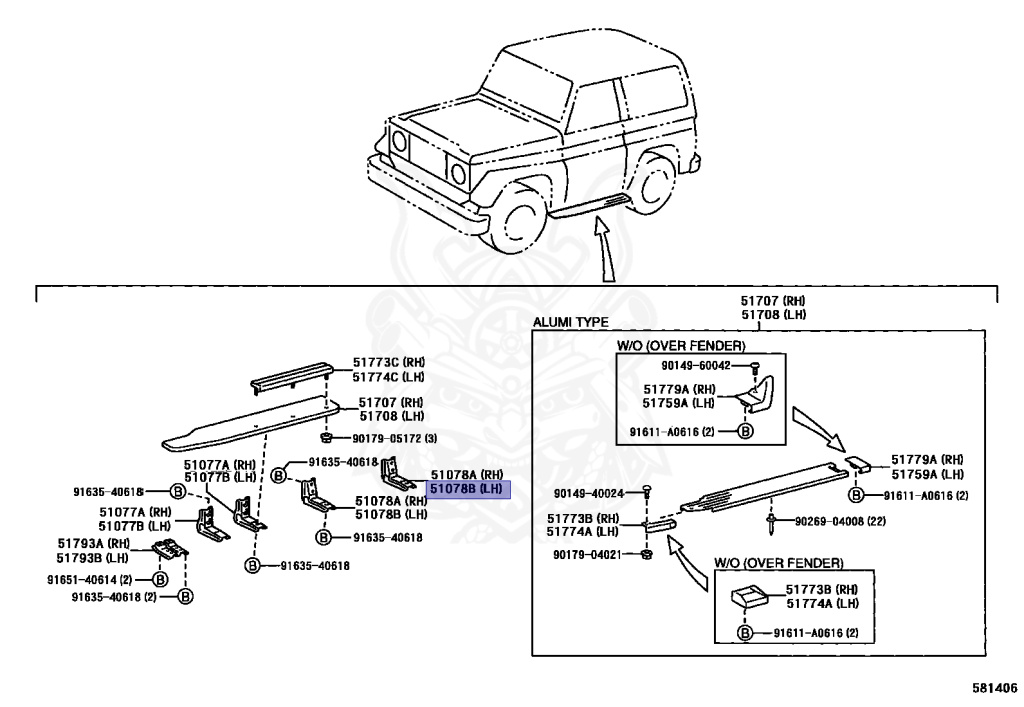 51078-90K00 - Toyota - Side Step Bracket, No.3 - Nengun Performance
