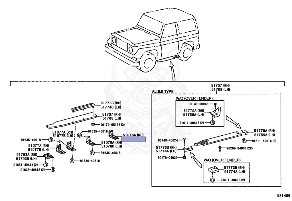 M 51078-90K00 - Toyota - Side Step Bracket, No.3 - Nengun Performance