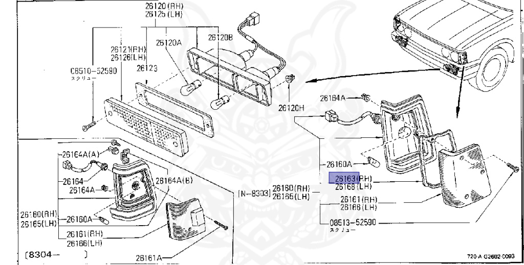 Nissan - Datsun - 720 - 1980 - DELUXE TYPE - CONVERTIBLE(CV) - 2 WHEEL DRIVE(2WD) - 4 SPEED T/M COLUMN SHIFT(R4) - J16S