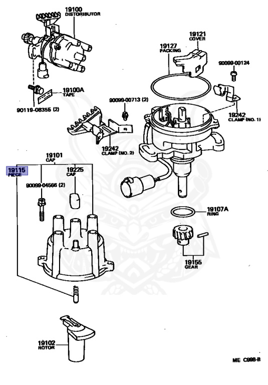 19115-50010 - Toyota - Distributor Cap Center Piece - Nengun