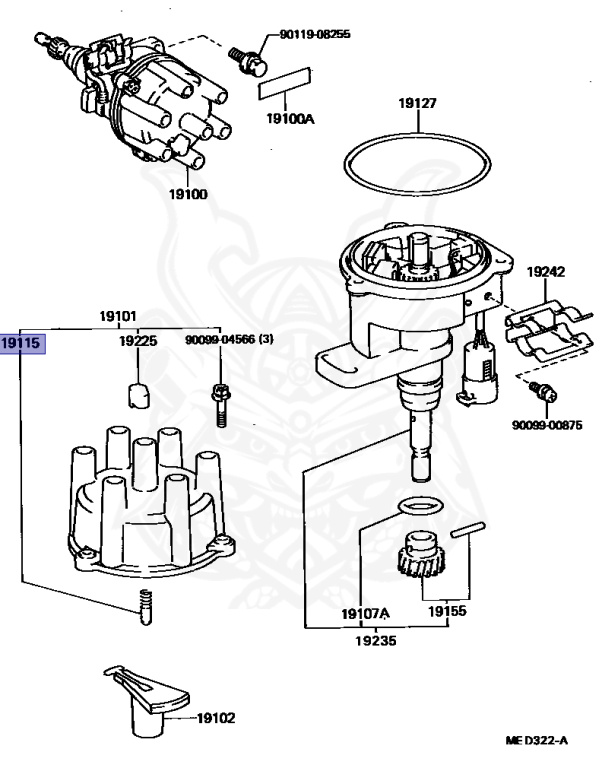 19115-50010 - Toyota - Distributor Cap Center Piece - Nengun