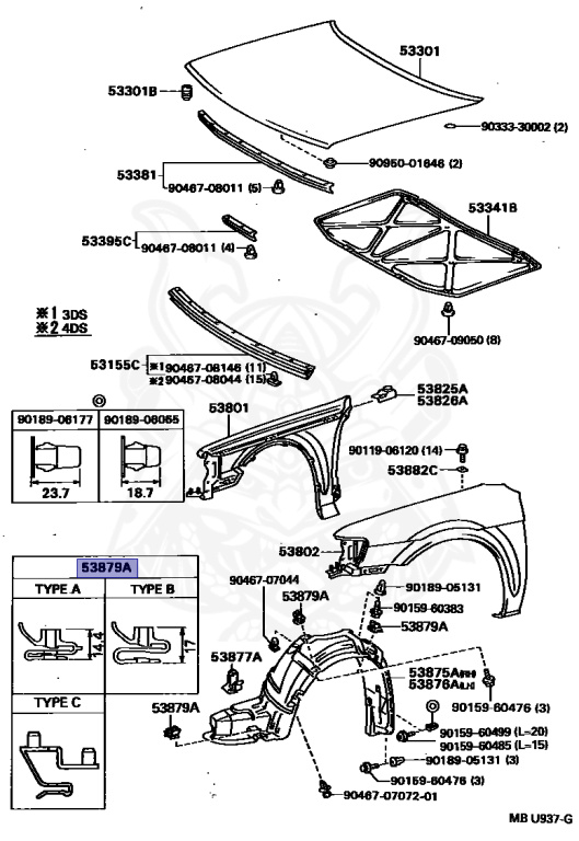 Toyota - Tercel - EL45 - 1990 - AVENUE TYPE - 4 DOOR - Manual - 5EFE