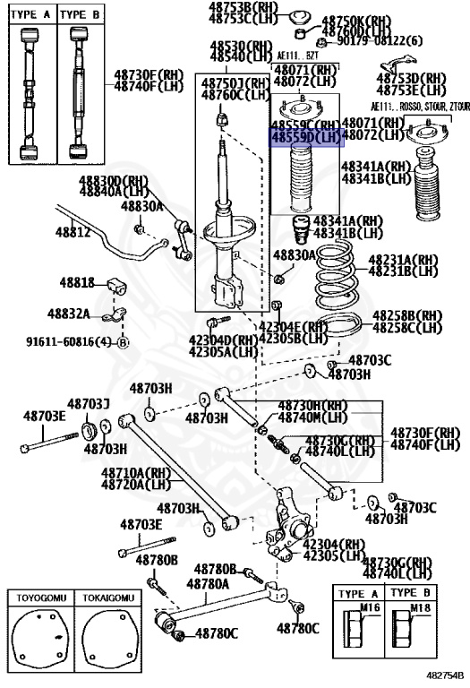 48559-12080 - Toyota - Cover, Rear Shock Absorber Dust, Lh No.1
