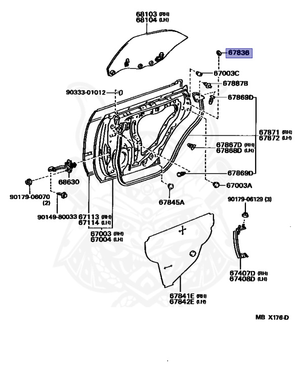 67836-14010 - Toyota - Cover, Rear Door Lock Child Protection, Rh