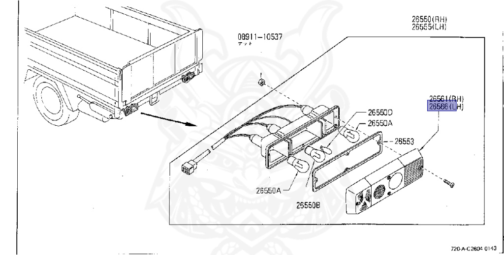 Nissan - Datsun - 720 - 1980 - DELUXE TYPE - Teisho Track (TL) - 2 WHEEL DRIVE(2WD) - 4 SPEED T/M COLUMN SHIFT(R4) - J16S