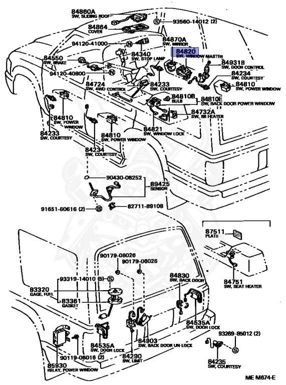 84820-16030 - Toyota - Power Window Regulator Master Switch Assy
