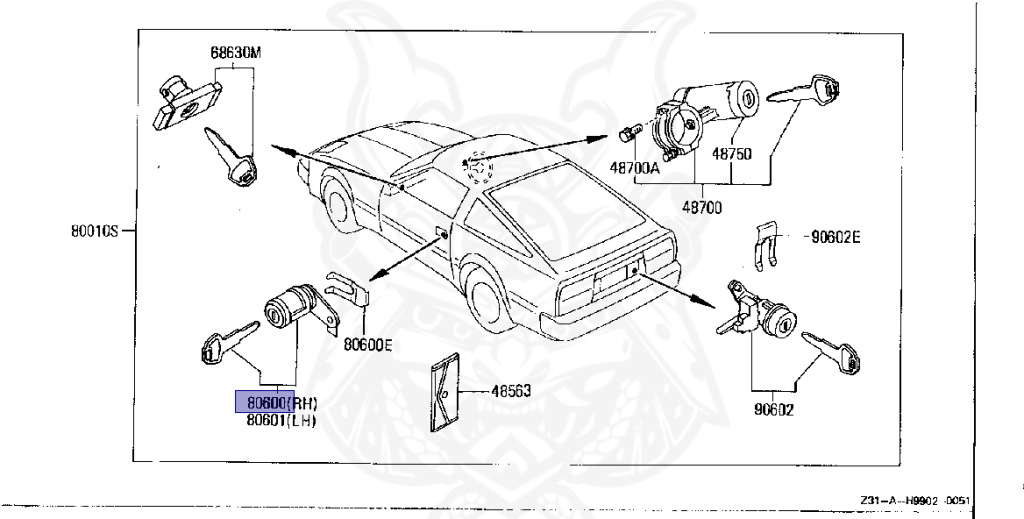 Nissan - Fairlady Z - Z31 - 1988 - ZX - AUTOMATIC TRANSMISSION(AT) - T-bar roof (KZ#) - VG30T