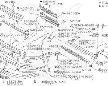 Nissan Skyline R34 部品カタログ Hood ridge & fitting (body) for Nissan Skyline GT-R R34, 10