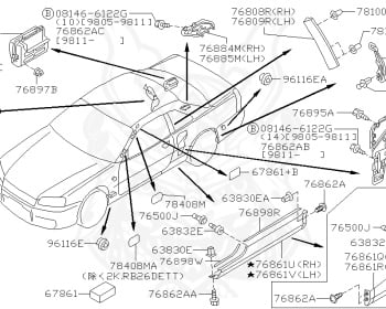 Nissan - Skyline - R34 25GTT - ER34 - 1998 - 25GT TURBO - 2 door hard top (2K) - MANUAL TRANS 5-SPEED(MT.F5) - Hi-Cas 2-Link (HI.2WD) - RB25DET