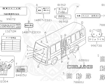 Nissan - Civilian - W40 - 1982 - Deluxe Reibousha - LONG BODY(LB) - MANUAL TRANSMISSION(MT) - STANDARD GRADE(STD) - HIGHT ROOF(HR) - ED33