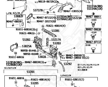 Toyota - Land Cruiser - FJ75 - 1990 - STANDARD TYPE - CHASSIS FOR FIRE ENGINE - Manual - 3F