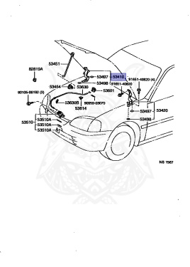 534101 Pin Code 53410-16100 - Toyota - HOOD HINGE ASSY, RH - Nengun Performance