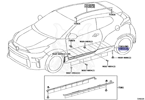 75852-52100-A2 - Toyota - MOULDING, ROCKER PANEL, LH - Nengun Performance